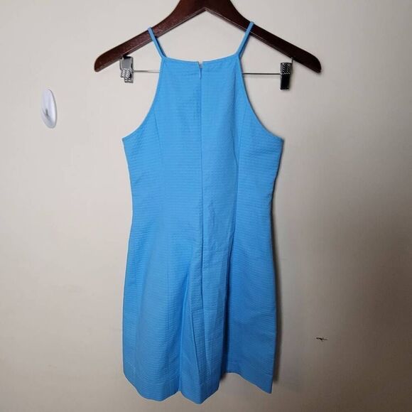LILLY PULITZER LARINA SEASPRAY BLUE GOLD MINI DRESS SIZE 00 - Picture 3 of 4